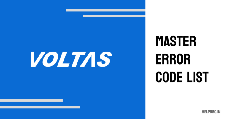 Voltas Master AC Error Code List